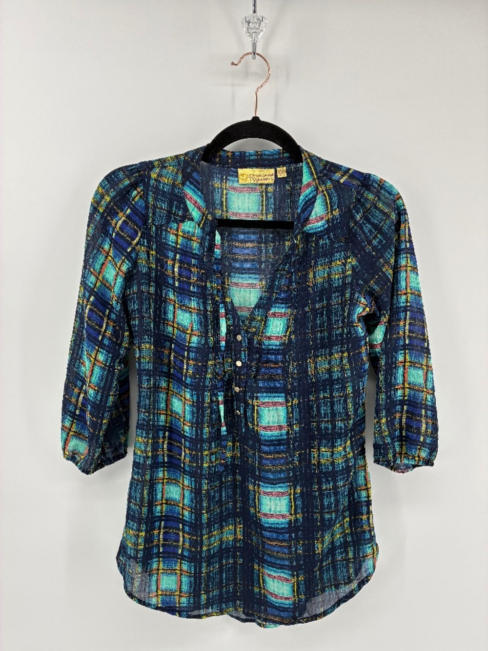 Princess Vera Wang Blue and Green Plaid Blouse